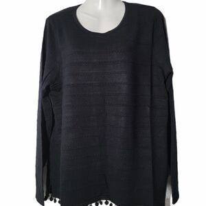 Charter Club Womens Round Neck Black Blouse Top XL